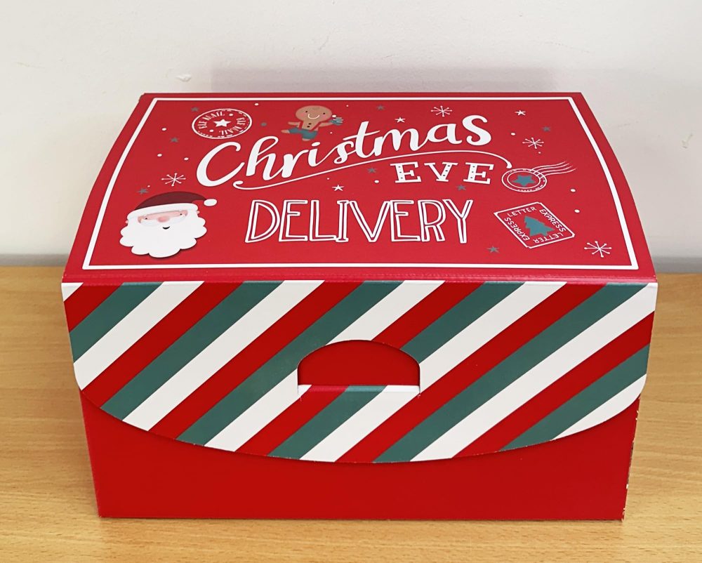 Christmas Eve Box Ho Ho Ho Design Flat Pack Keepsake Box- 100% Recyclable Xmas Gift Boxes with Size 30 x 20 x 17 cm- 2 Christmas Delivery Boxes - Image 2