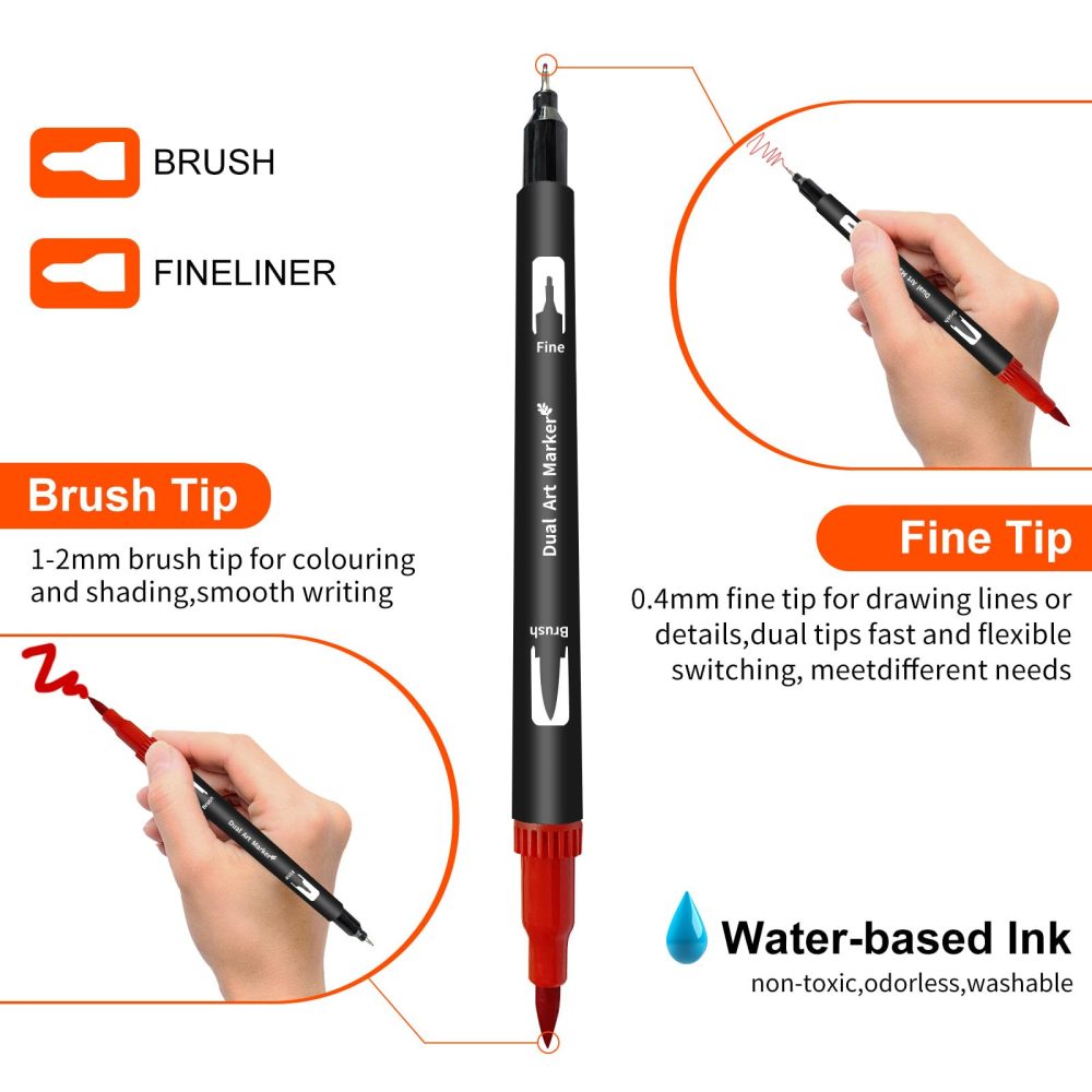 LUCKLING Colouring Pens For Adults/Kids, 72 Washable Felt Tip Pens For Children,Felt Tips Brush Pens Art Set For School Supplies,Coloured/Coloring Pens For Kids Art Set 72 - Image 7