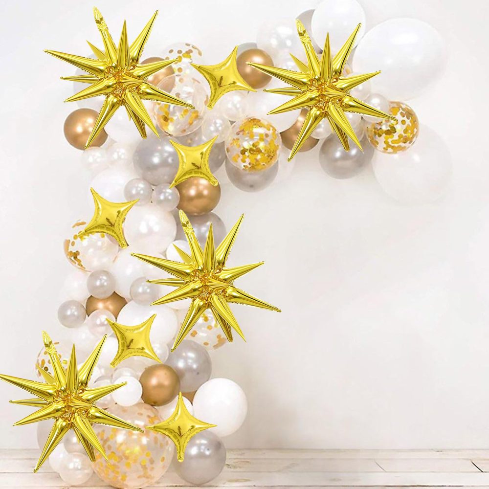 12PCS Gold Star Balloons, Gold Explosion Star Balloons Aluminum Foil Balloons Spike Balloons for Birthday, Baby Shower, Bachelorette Party, Disco Party Decorations Supplies - Image 4