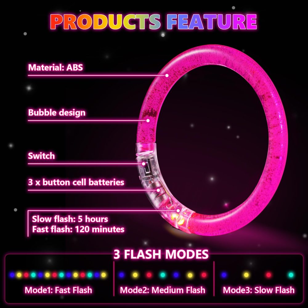 Mikulala 24PCS LED Bracelets Glow In The Dark LED Bracelets Light Up Bracelet Toys Party Bag Filling For Christmas Thanksgiving Birthday Kids Adult Multicolor - Image 6