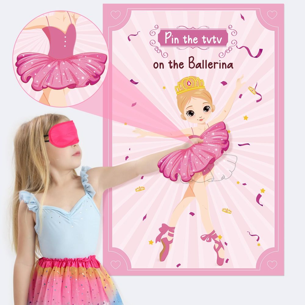 Hooqict Ballerina Birthday Party Decorations Pin The Tutu on The Ballerina Party Supplies Favors Girls Pin Games Tutu Party Decorations, Large Ballerina Party Games Poster with 20 Tutu Stickers - Image 8