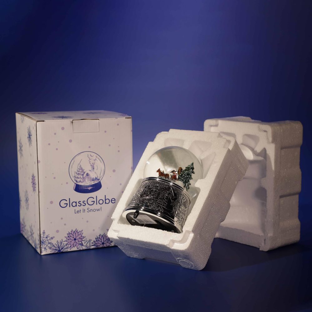 Musical Glass Christmas Snow Globe "Christmas Snowfall" with LED-Illuminated Windows and Swirling Snow. Battery Powered Christmas Decorations - Image 2