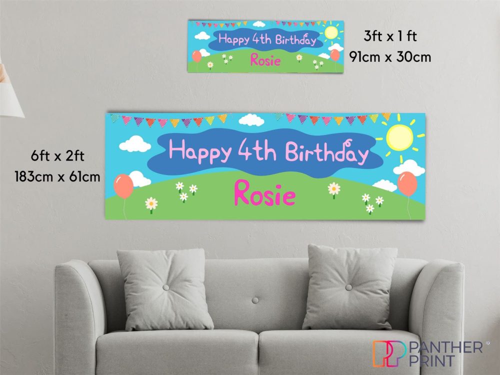 Personalised Birthday Banners for Girls & Boys - Happy Birthday Decorations for Kids’ Party - Birthday Girl Boy Banner - Happy Birthday Banner Pig Tv Show 1 x 3ft Small Banner - Image 3