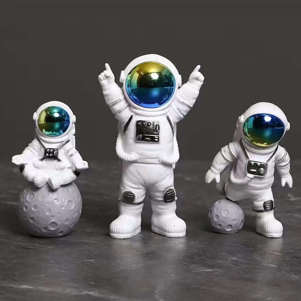 3 Pcs Astronaut Cake Topper, Spaceman Cake Decorations, Mini Set Astronaut Decor Figurines, for Kids Birthday Shower Astronaut Theme Party Supplies (Gradient blue) - Image 2