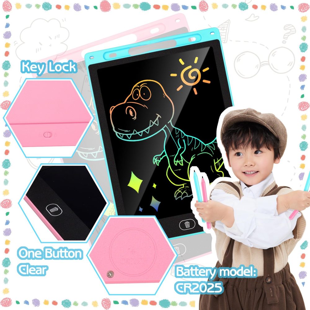 KTEBO 2 Pack 10 Inch Drawing Pad, LCD Drawing Tablet for Kids Travel Games Activity, Stocking Fillers for Kids - Image 4