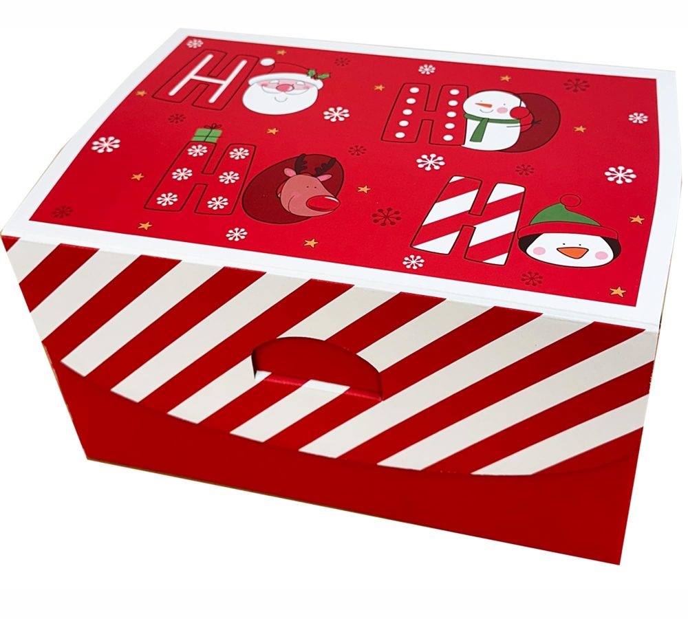 Christmas Eve Box Ho Ho Ho Design Flat Pack Keepsake Box- 100% Recyclable Xmas Gift Boxes with Size 30 x 20 x 17 cm- 2 Christmas Delivery Boxes - Image 4