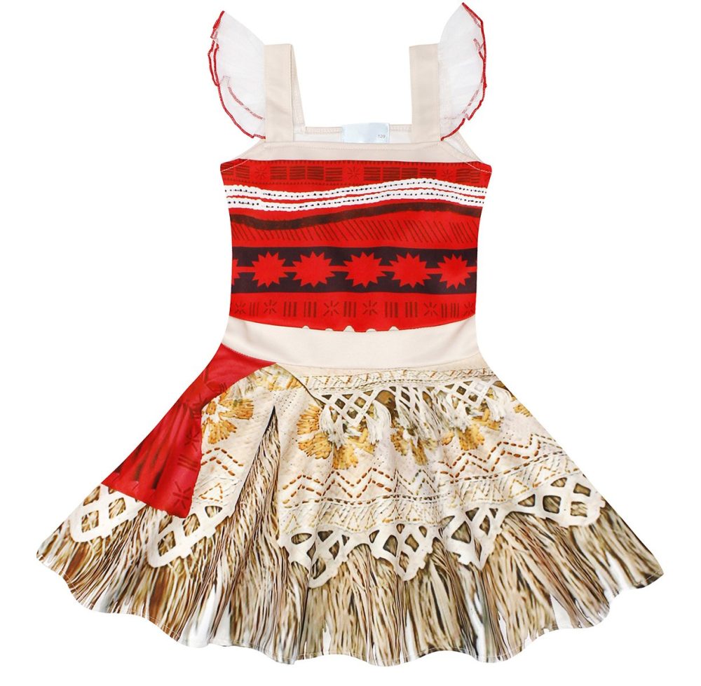 Jurebecia Kids Princess Dress Adventure Outfits Set for Girls Princess Dresses with necklace Headbands flower hair clip Halloween Birthday Party Red 1-2 Years - Image 4