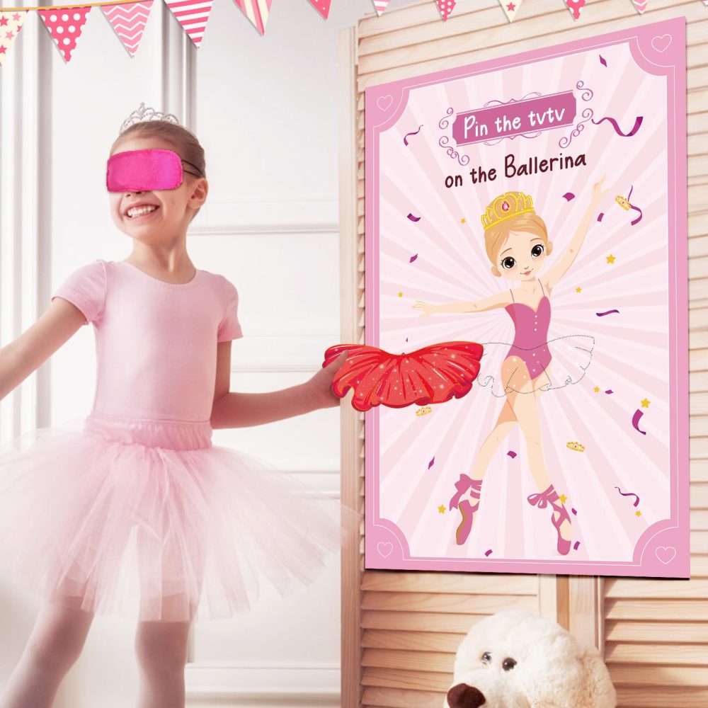 Hooqict Ballerina Birthday Party Decorations Pin The Tutu on The Ballerina Party Supplies Favors Girls Pin Games Tutu Party Decorations, Large Ballerina Party Games Poster with 20 Tutu Stickers - Image 5