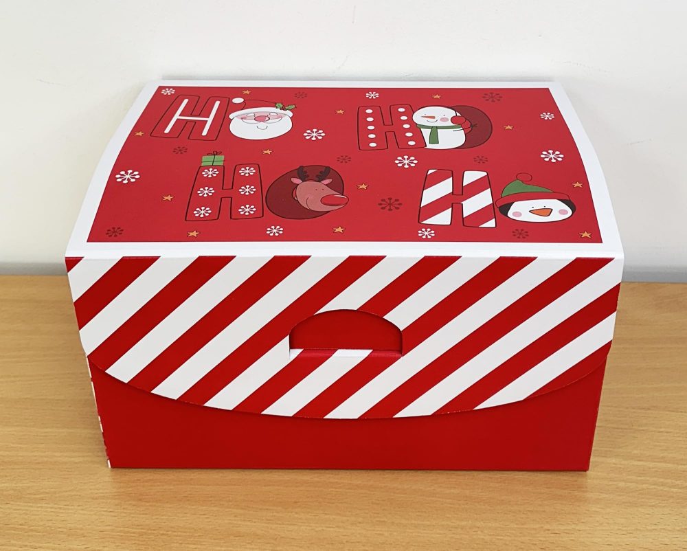 Christmas Eve Box Ho Ho Ho Design Flat Pack Keepsake Box- 100% Recyclable Xmas Gift Boxes with Size 30 x 20 x 17 cm- 2 Christmas Delivery Boxes - Image 3