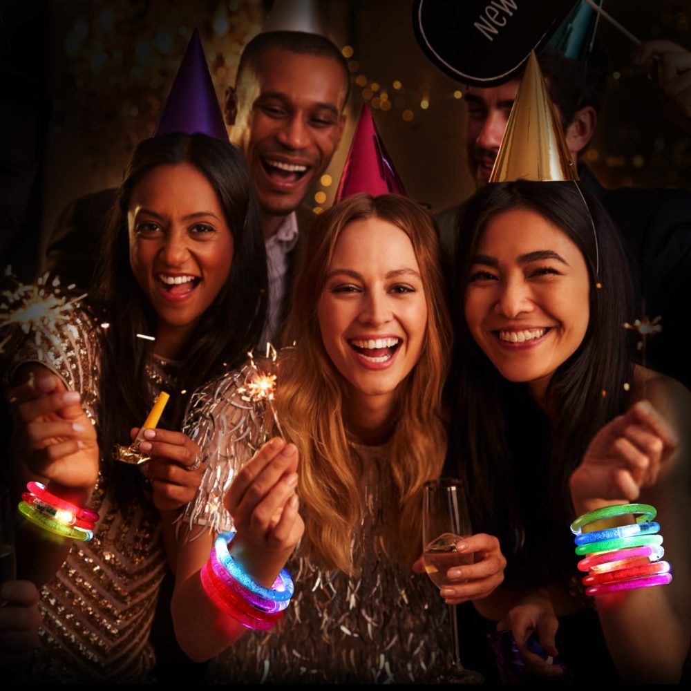 Mikulala 24PCS LED Bracelets Glow In The Dark LED Bracelets Light Up Bracelet Toys Party Bag Filling For Christmas Thanksgiving Birthday Kids Adult Multicolor - Image 4