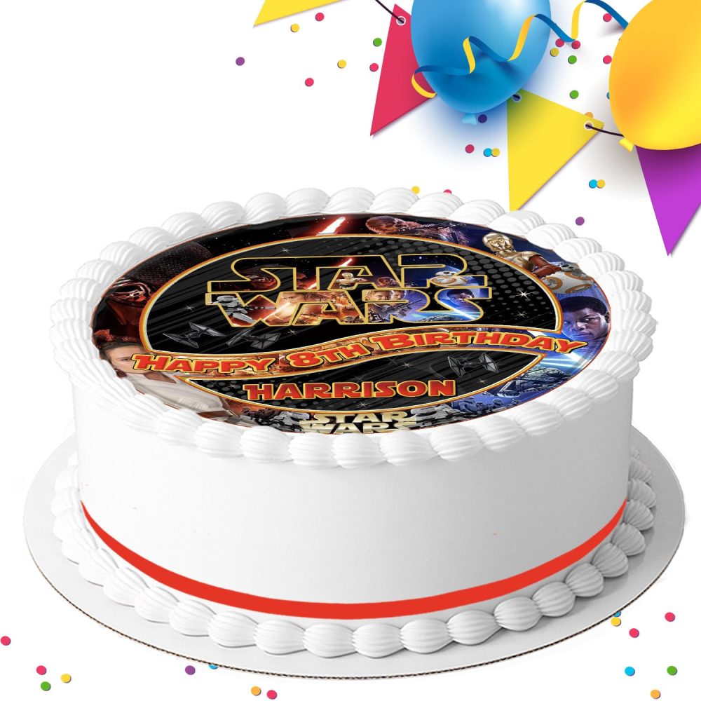 STAR WARS BIRTHDAY PERSONALISED EDIBLE ICING SHEET 7.5 INCH CAKE TOPPER D752 - Image 2