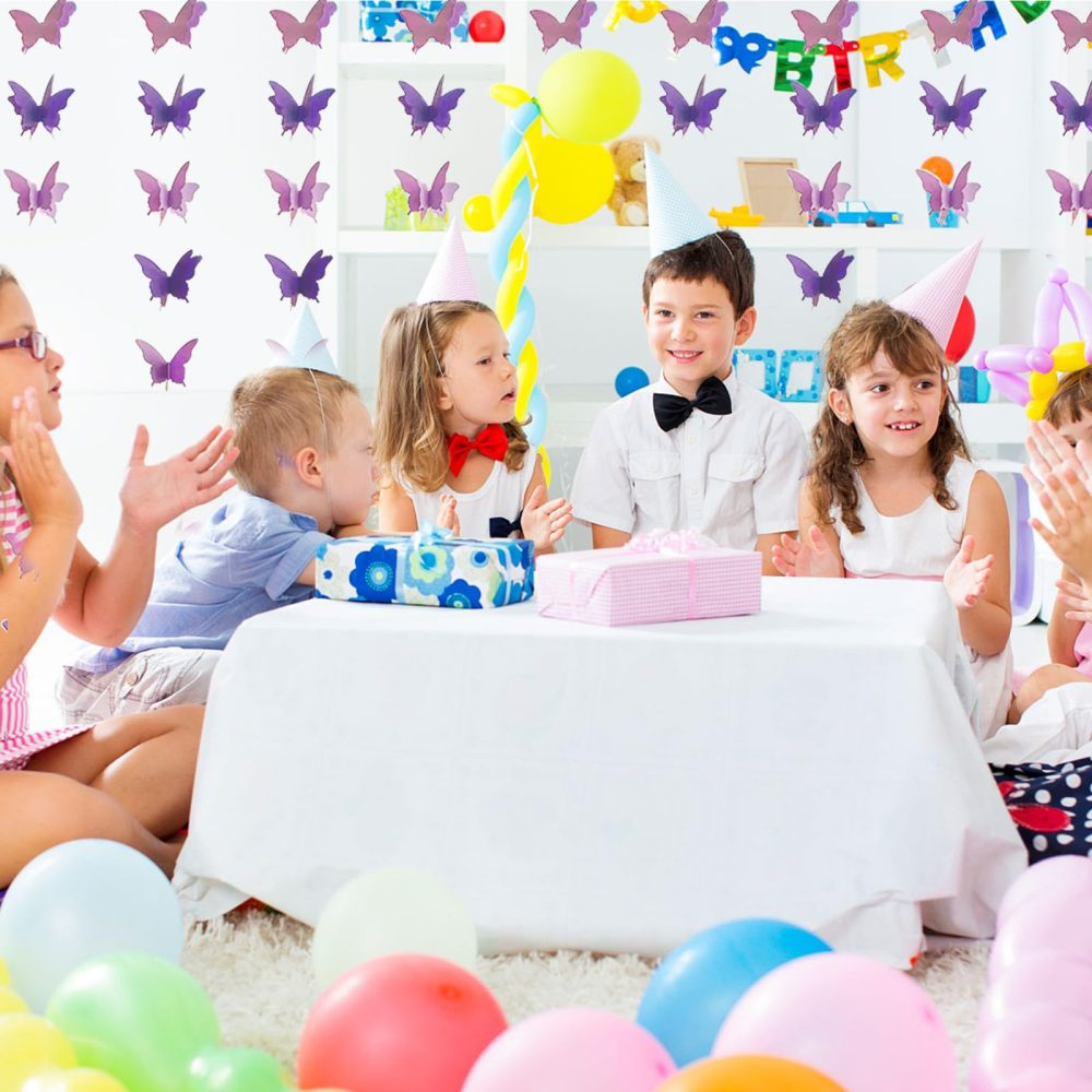 Butterfly Party Decorations, 3D Butterfly Banner Paper Garland for Wedding Birthday New Year's Annual School Decoration, Baby Shower, Gradient Pink Butterfly Streamers 2.8m (purple) - Image 6
