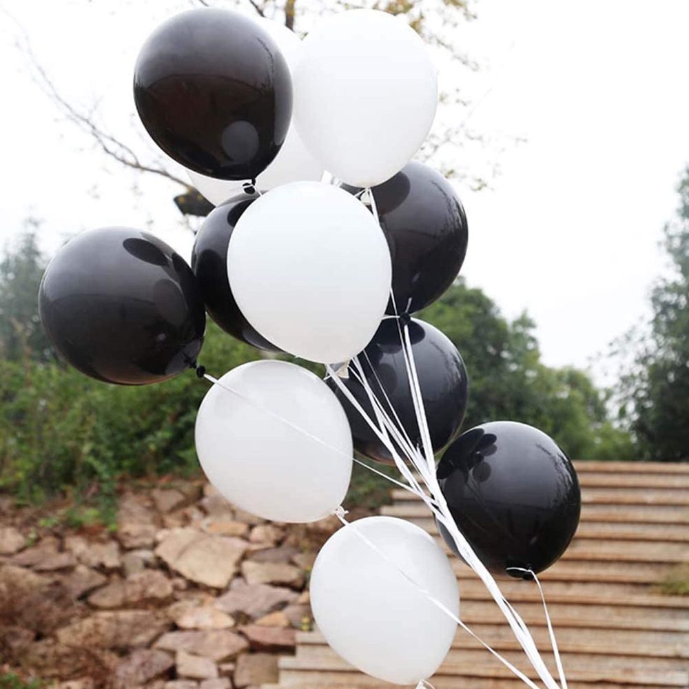 Happy Birthday Banner Black and White Balloons Birthday Decorations, 20pcs Latex Balloons with Black Confetti Balloons, 16 inch "Happy Birthday" Foil Balloons for Boys Girls Men Women Party Supplies - Image 4