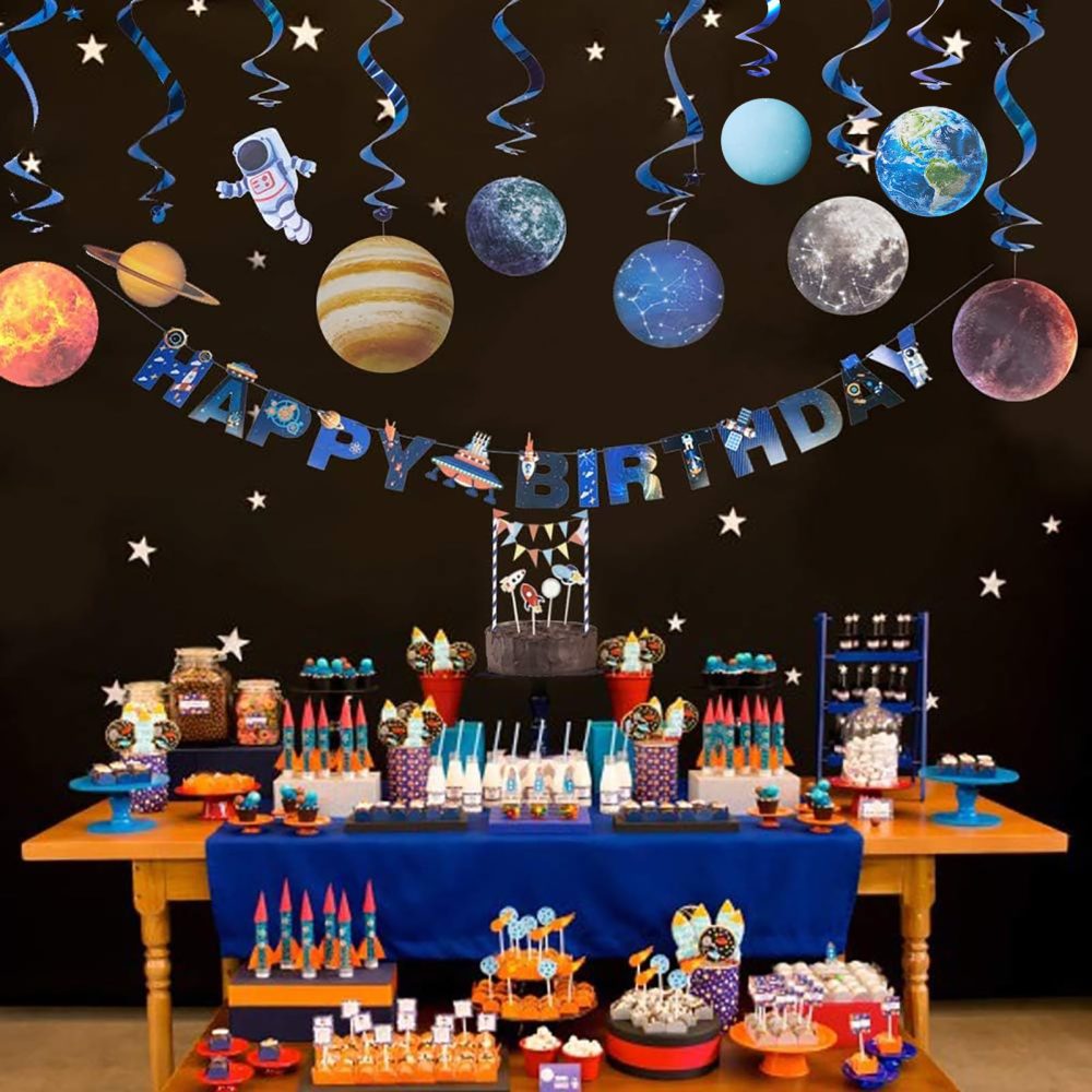 Easy Joy 10 Pcs Space Themed Party Decorations Space Party Decorations Outer Space Streamers Galaxy Party Planets for Kids Solar System - Image 4