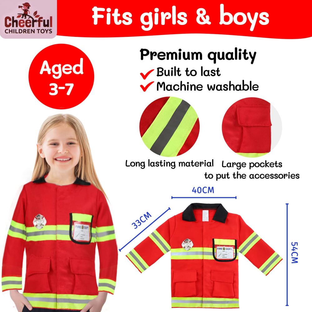 Kids Police and Fireman Costume - Dress Up Outfit for Boys and Girls 3-7 Years Old - Includes Police Costume, Fireman Costume and Accessories. For Fancy Dress, Dressing Up, Halloween. - Image 2