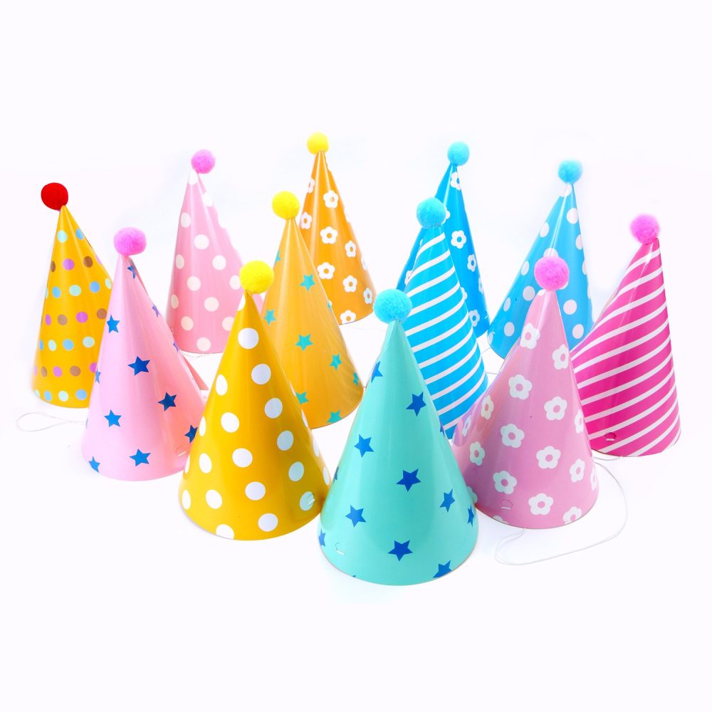 soamazing Party Hats, Lovely Paper Cone Birthday Party Hats for Children and Adults, Fun Birthday Jamboree Party Hats, Pack of 12 - Image 5