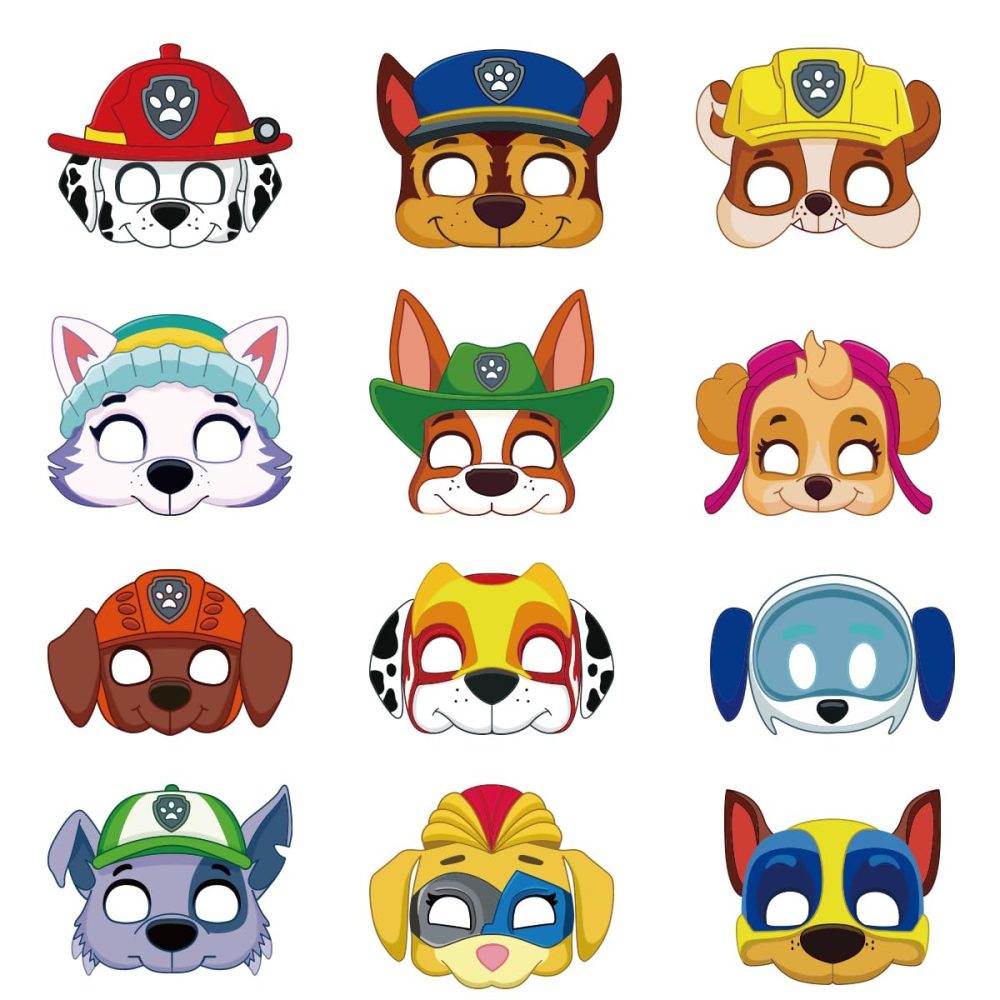Deluisho Dog Patrol Masks, Paw Dog Party Masks Animal Masks for Kid's Party Paw Dog Patrol Birthday Party Favor Supplies
