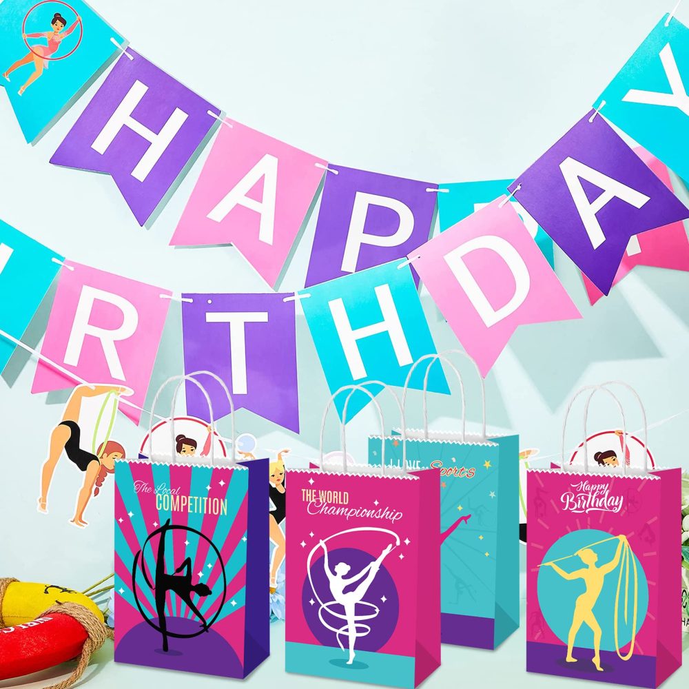 16 PCS Gymnastics Party Bags With Handles Gymnastics Birthday Party Supplies Gymnastics Party Favors Gymnastics Gifts For Girls Boys Teens Gymnasts Coach Gymnastics Party Decorations - Image 4