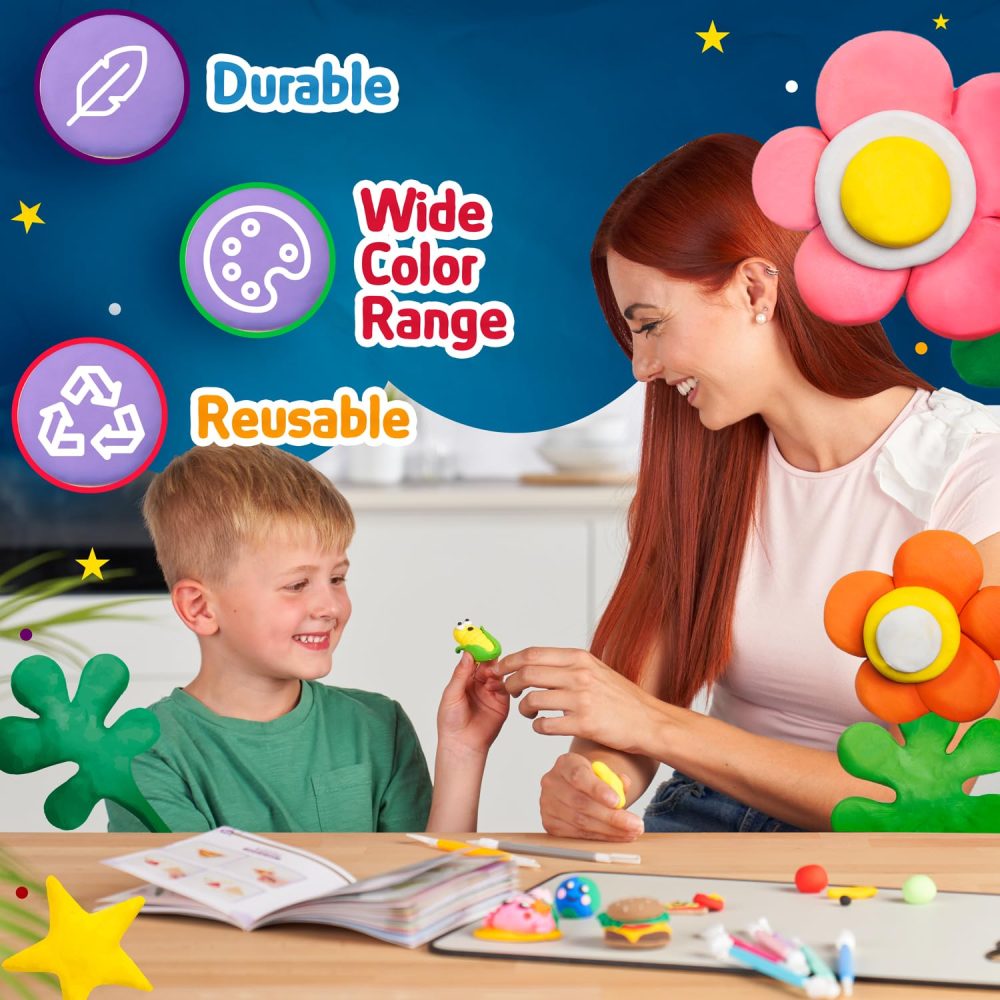 Air Dry Clay for Kids for Kids, 26 Colors Modelling Clay with 8 Tools, Project Booklet, 26 Poly Bags, Soft Ultra Light Magic Clay, Quick Drying Foam Clay for Children, Art & Craft Kits - Image 3