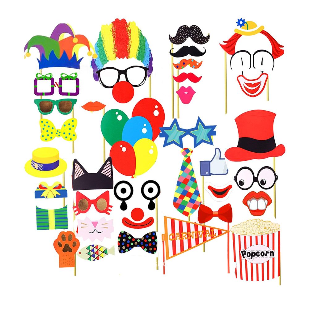 36 Pieces Circus Party Decorations, Carnival Party Photo Booth Props, Fun Photography Decoration Accessories, Diy Circus Themed Cardboard For Carnival Party, Birthday And Graduation Party