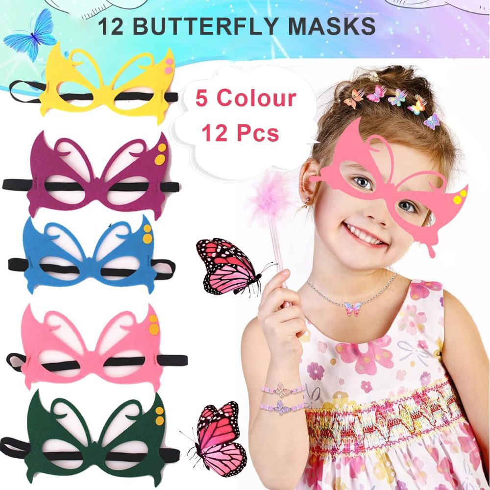 zycBernoi Butterfly Party Supplies, Girls Party Bag Fillers, Butterfly Masks, Party Gift Bags, Temporary Tattoos, Slap Bands and Stickers for Girl Party Favors Pinata Stuffer - Image 4