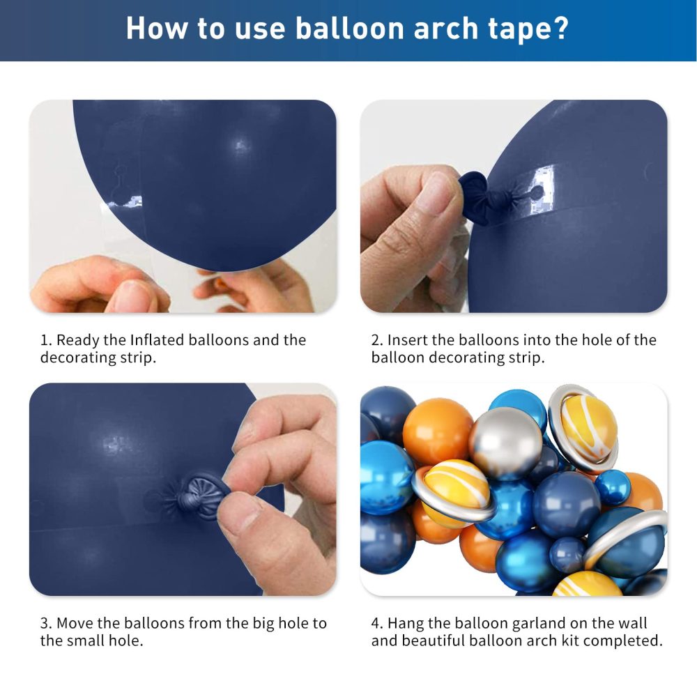 Blue Balloon Arch Kit, Navy Blue Orange Yellow Latex Balloon Garland Kit with Metallic Blue Silver Balloons and Yellow Marble Agate Balloons for Boys Outer Space Birthday Baby Shower Party Decorations - Image 6