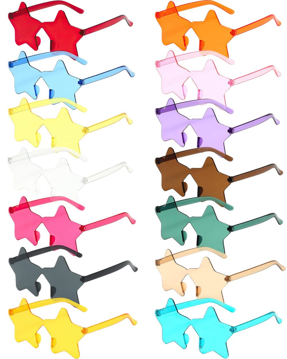 14 Pairs Star Shaped Rimless Sunglasses Frameless Star Sunglasses Transparent Candy Colour Glasses Tinted Eyewear Bachelorette Party Favours Photo Booth Props