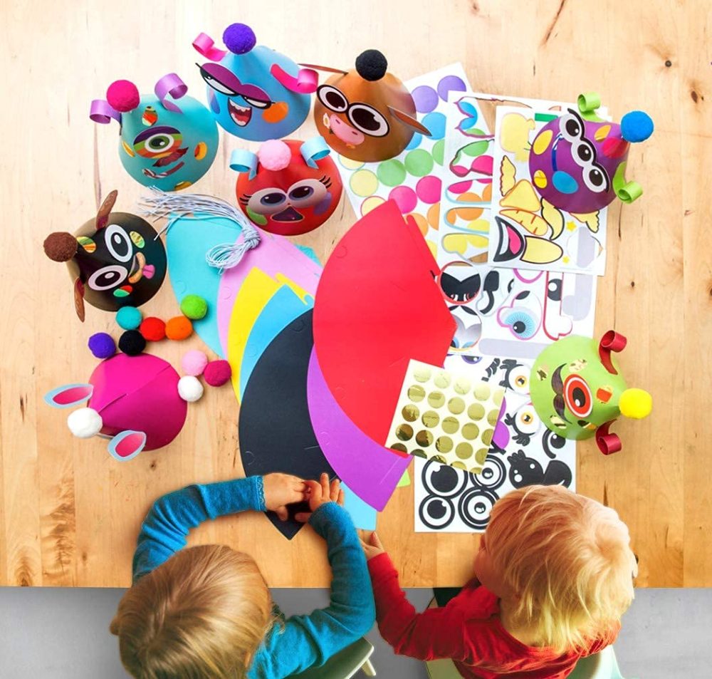 Glittery Garden Party Hats Birthday Activity Kit with Stickers, Fun Arts & Crafts for Kids. Animal & Monster Theme Party Favor, Game Supplies - Image 7