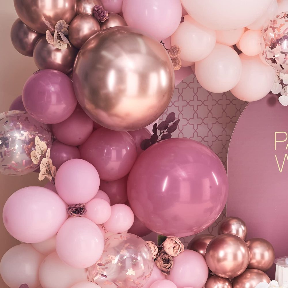 PartyWoo Dusty Rose Balloon Arch Kit, 140 pcs Pink Balloon Garland Kit, Rose Gold Balloons, Metallic Balloons for Dusty Pink Birthday Decorations Women, Bridal Shower, Wedding, Bachelorette Party - Image 6
