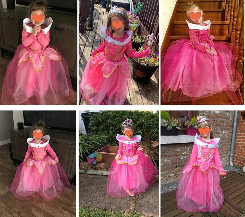 LiUiMiY Girls Princess Dress Up Costume Halloween Carnaval Christmas Cosplay Dress with Accessories Pink, 2-3 Years (Tag 100) - Image 2