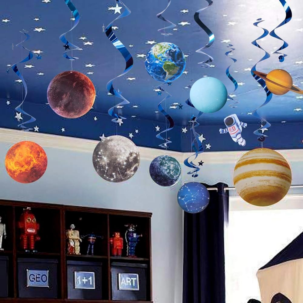 Easy Joy 10 Pcs Space Themed Party Decorations Space Party Decorations Outer Space Streamers Galaxy Party Planets for Kids Solar System