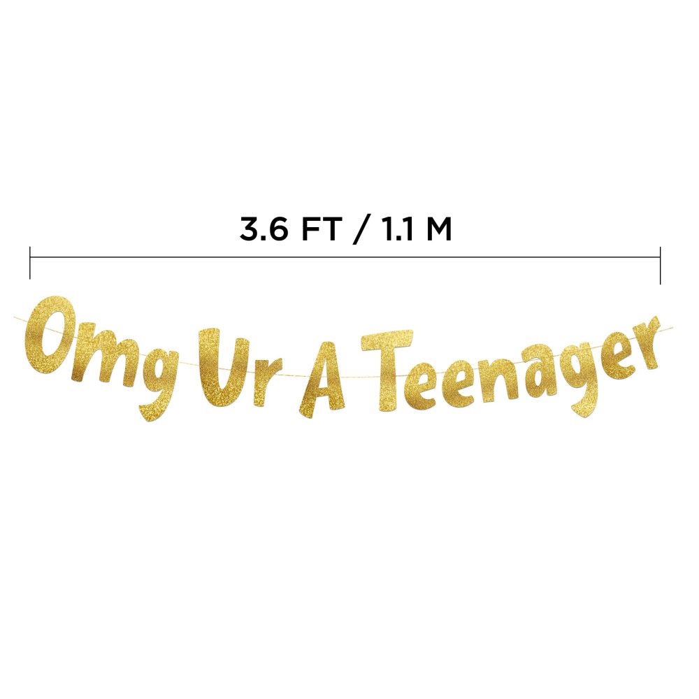 OMG Ur A Teenager Gold Glitter Banner - 13th Birthday Decorations, Favors and Supplies - Image 2