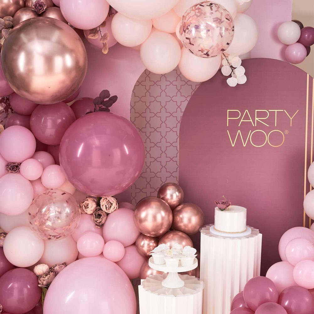 PartyWoo Dusty Rose Balloon Arch Kit, 140 pcs Pink Balloon Garland Kit, Rose Gold Balloons, Metallic Balloons for Dusty Pink Birthday Decorations Women, Bridal Shower, Wedding, Bachelorette Party - Image 2