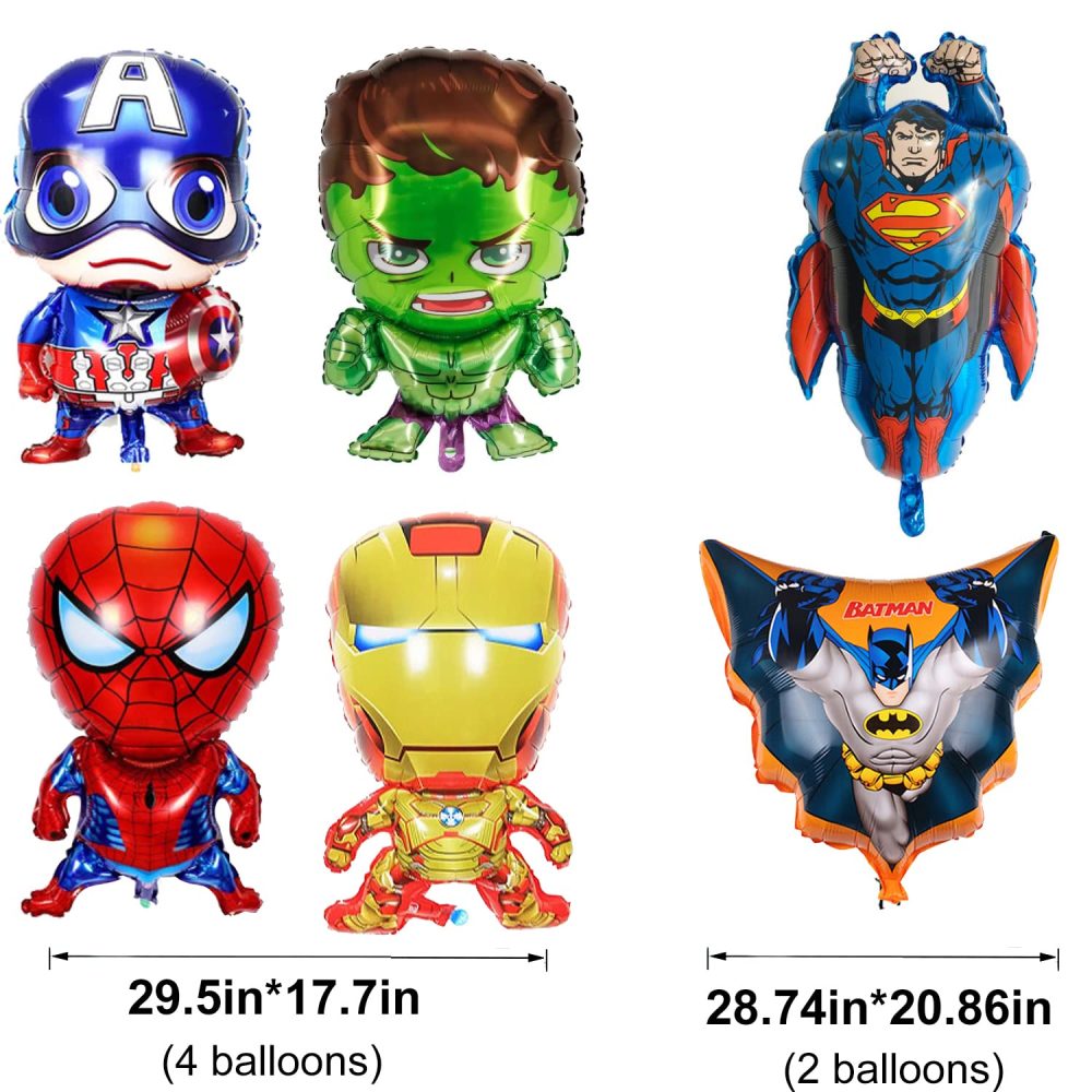 Superhero Birthday Party Decorations Avenger Party Supplies - Happy Birthday Banner Super hero Large Foil Balloons Cake Topper for Kid's Boys, girls Superhero Themem Party Decor Supplies (C) - Image 5