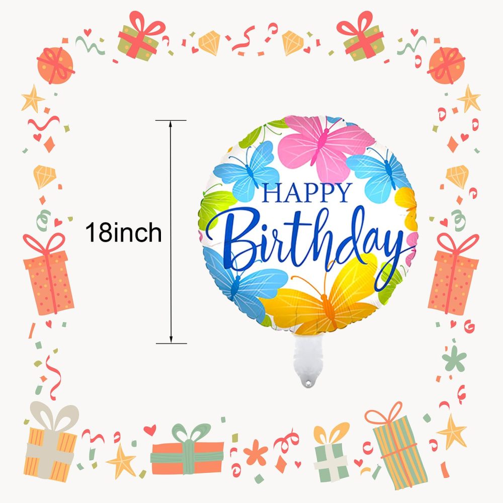 36PCS Happy Birthday Foil Balloons, 18" Round Mylar Helium Balloon Floating Inflatable Birthday Balloons for Birthday Parties Baby Shower Decoration Supplies - Image 5