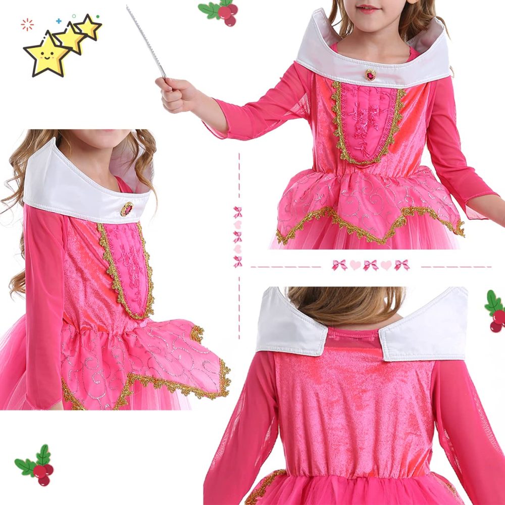 LiUiMiY Girls Princess Dress Up Costume Halloween Carnaval Christmas Cosplay Dress with Accessories Pink, 2-3 Years (Tag 100) - Image 3