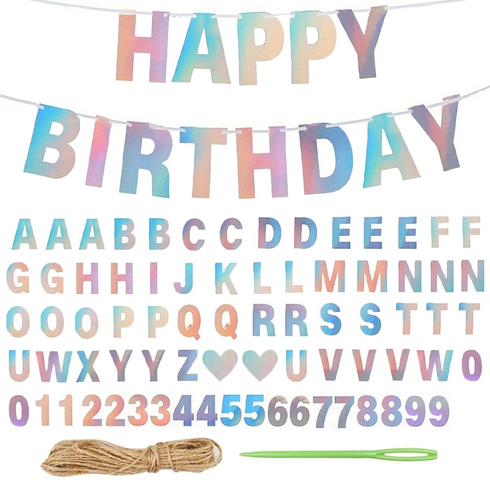 74Pcs Custom Banner Kit，DIY Personalised Bunting Banner with 32.8ft Jute Rope,Reusable Kraft Paper Letter Symbol Banners,Personalised Birthday Banner for Girls & Women,Welcome Home (Rainbow)