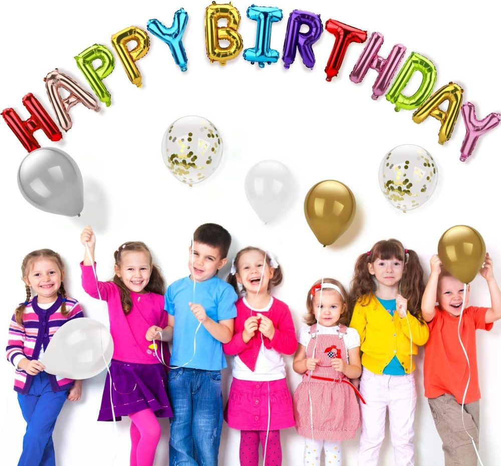 Happy Birthday Balloons Banner, 16 Inch Mylar Foil Letters, Birthday Party Decorations and Supplies for Kids and Adults, Reusable Eco-friendly Material(3D Mixture Lettering) - Image 5
