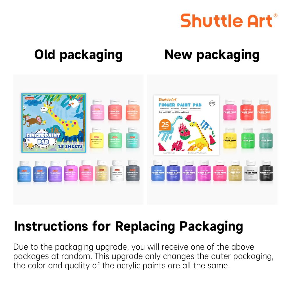 Shuttle Art Washable Finger Paint Set, 53 Pack Kids Paint Set with 14 Colours(60ml) Finger Paints, Brushes, Finger Paint Pad, Sponge, Palette, Smock, Bucket, NonToxic for Toddlers Early Education - Image 8