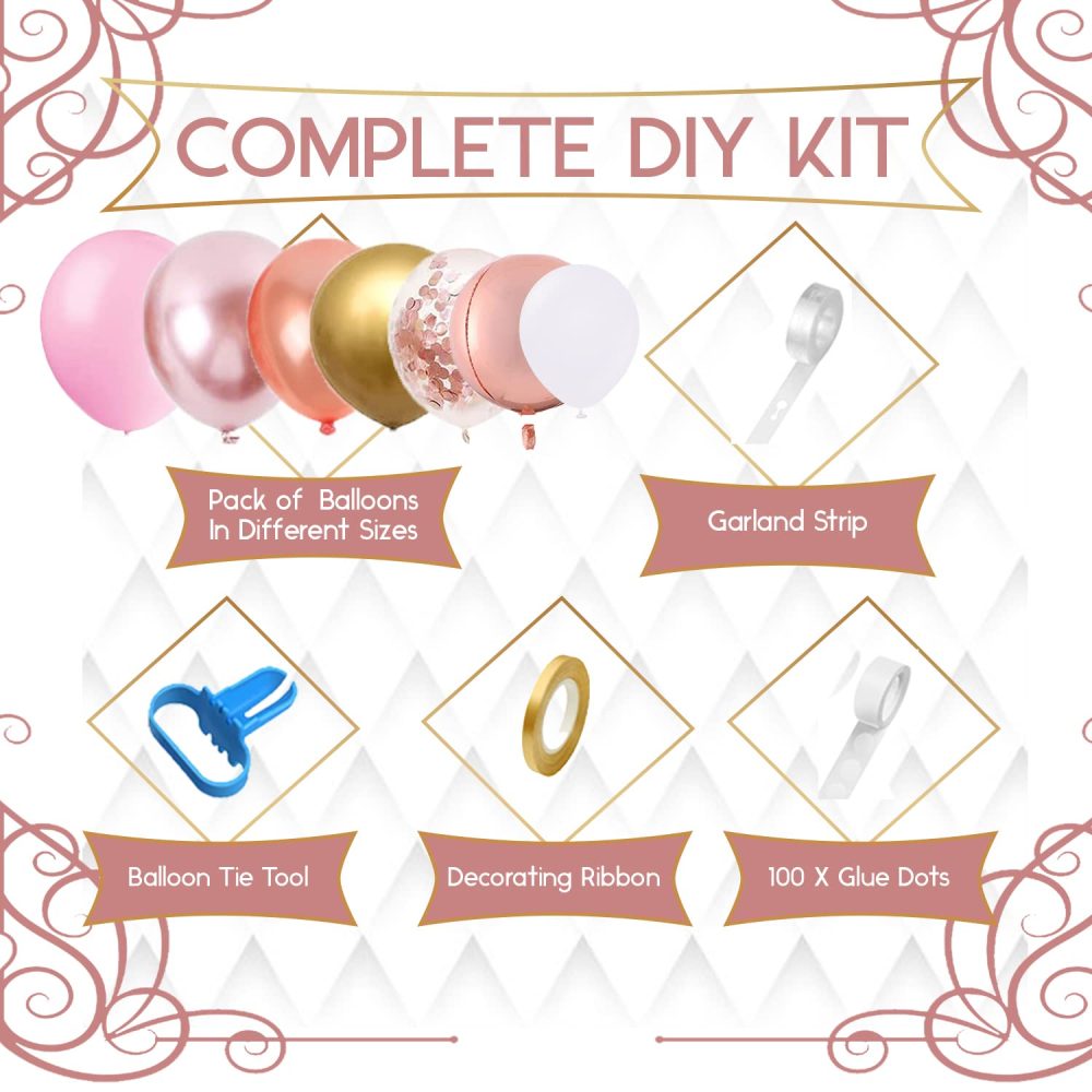 Flixcart Rose Gold Balloon Arch Kit - 101 Pcs Balloon Garland Kit with DIY tools Perfect for Thanksgiving, Engagement, Wedding, Welcome Home, Graduation & Kids Birthday Party Decoration - Image 6