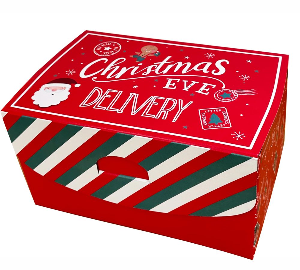 Christmas Eve Box Ho Ho Ho Design Flat Pack Keepsake Box- 100% Recyclable Xmas Gift Boxes with Size 30 x 20 x 17 cm- 2 Christmas Delivery Boxes - Image 5
