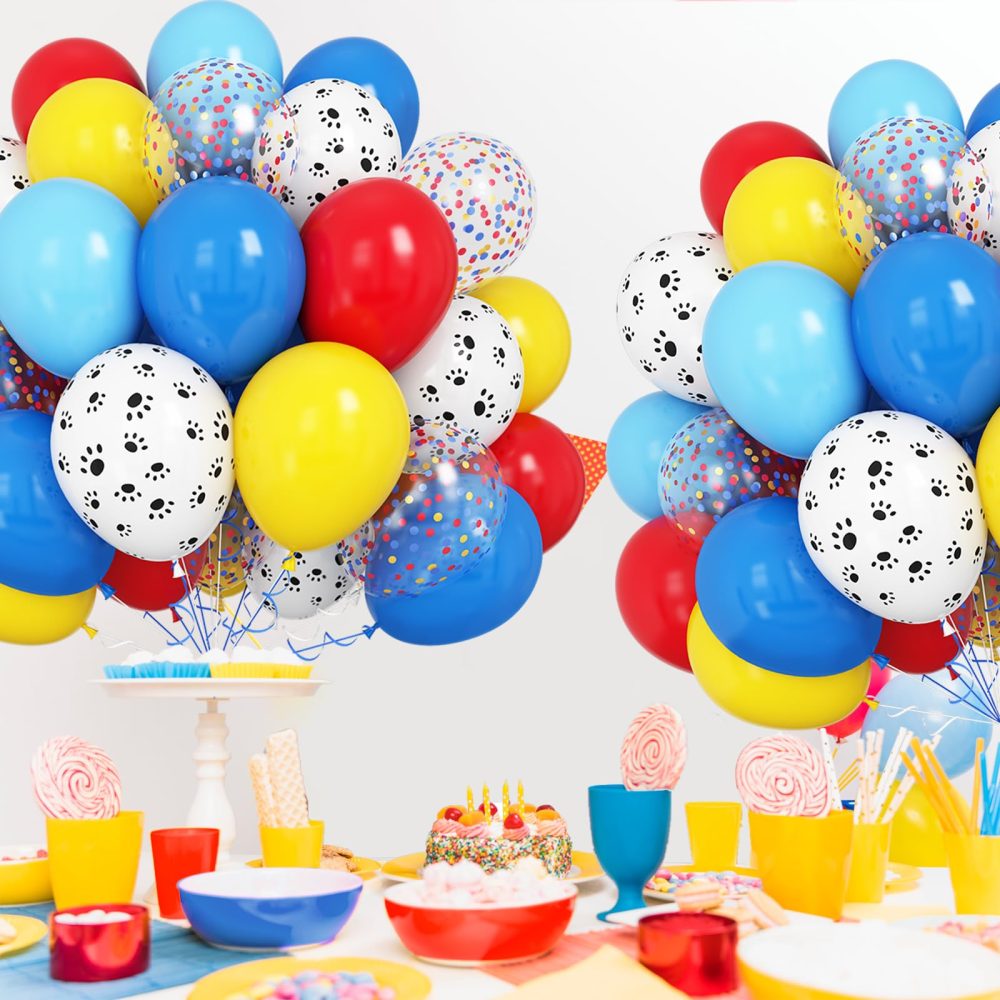 Red Yellow Blue Party Balloons, 12 Inch Dog Paw Print Balloons, Red Blue Yellow Latex Balloons with Confetti Balloons for Dog Paw Themed Boys Girls Kids Birthday Baby Shower Paw Patrol Party Decor - Image 6