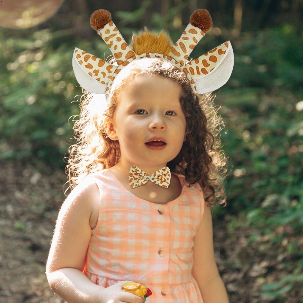 TSHAOUN 4 Pcs Giraffe Costume Set for Kids, Giraffe Fancy Dress Giraffe Headgear Tail Bow Tie Tutu, Animal Costume Set for Animals Cosplay, Party, Campus Activities,Performances, Halloween (4 Pcs) - Image 3