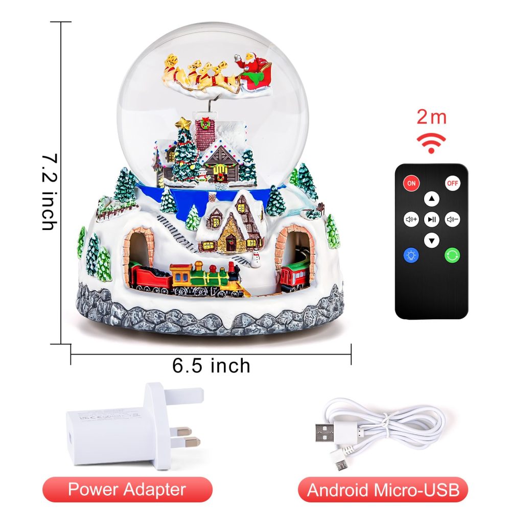 Christmas Music Box Snow Globe Gift, Musical Rotating Santa Claus with Train in Village Glitter Gifts for Wife Mom Girlfriend Daughter Son Granddaughter, Xmas Music Box Play 48 Christmas Songs - Image 7