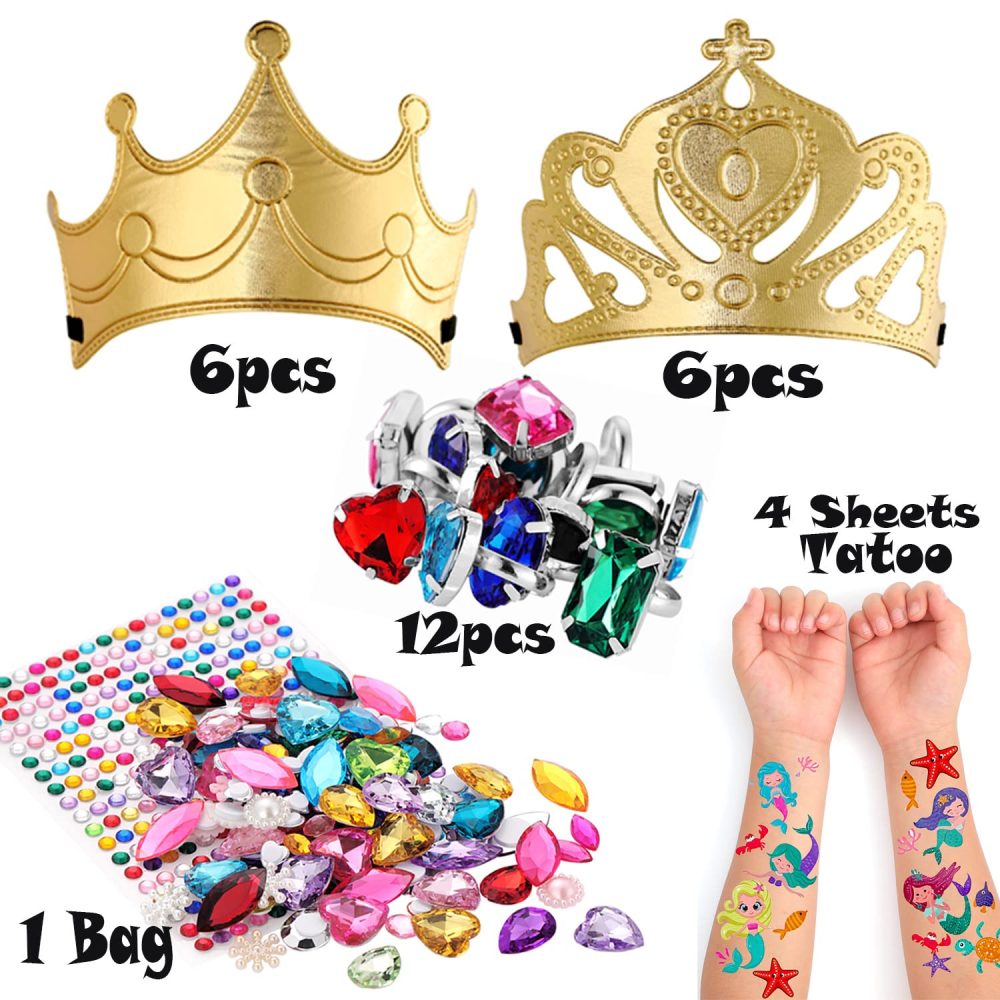 通用 12PCS Party Crowns for Kids DIY Tiaras Making Collage Craft Activity set Birthday Party Favours (Gold) … - Image 3