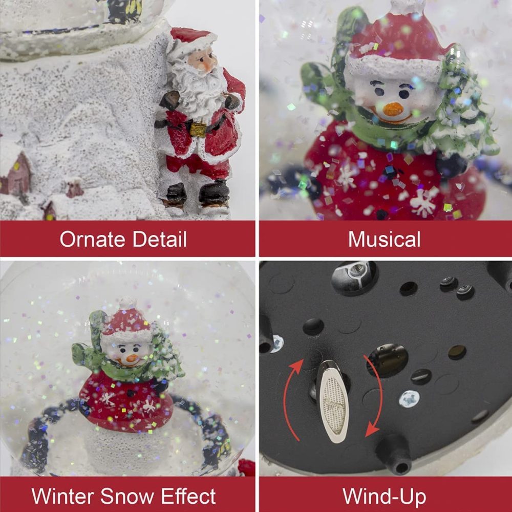 The Christmas Workshop 84410 Musical Snow Globe/Snowman Festive Decoration/Wind Up & Play / 11cm x 10cm x 15cm - Image 4