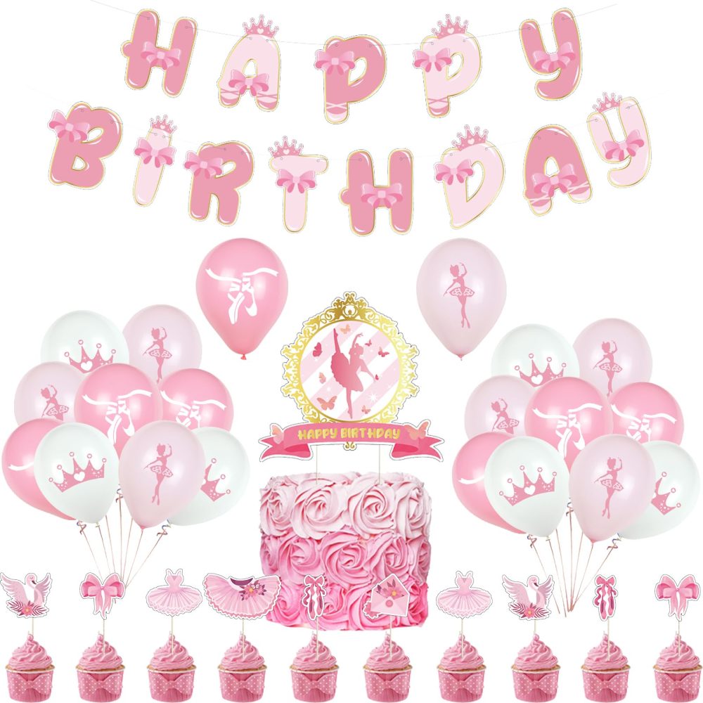 Party Supplies Ballerina Balloons Birthday Ballet Birthday Decoration Ballerina Banner Happy Birthday Ballet Birthday Cake Toppers Ballerina Birthday Party Decorations Ballet Balloon Decorations