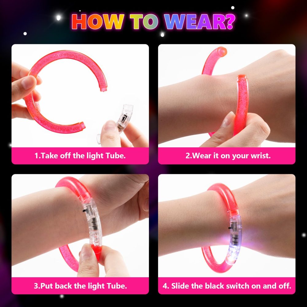 Mikulala 24PCS LED Bracelets Glow In The Dark LED Bracelets Light Up Bracelet Toys Party Bag Filling For Christmas Thanksgiving Birthday Kids Adult Multicolor - Image 5