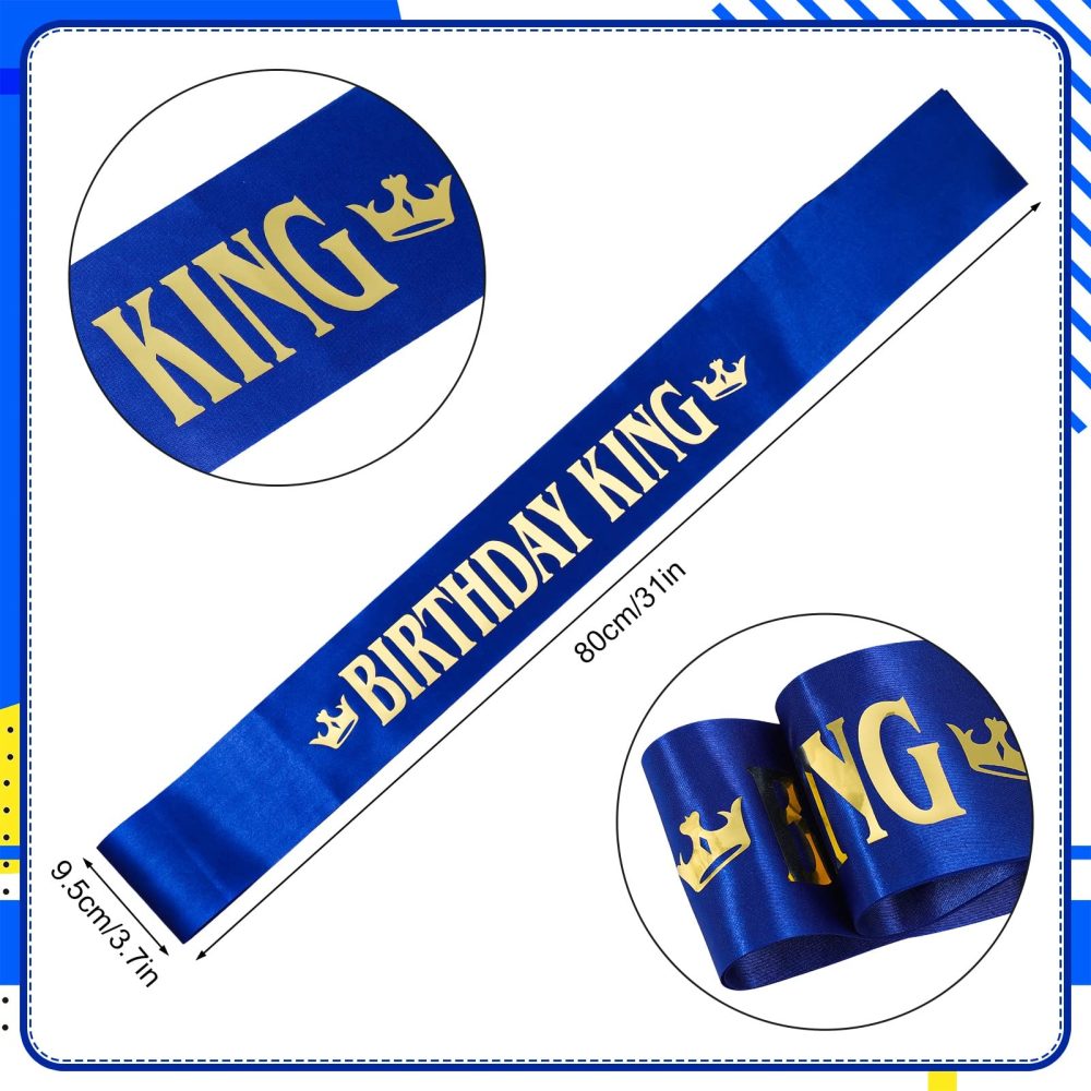 Popuppe 2 Pcs Birthday King Crown Birthday Boy Sash Adjustable Birthday King Crown Happy Birthday King Happy Birthday Party Supplies for Boys and Teens - Image 6