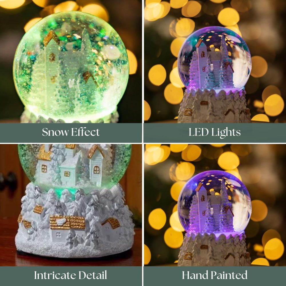 Marco Paul Winter Wonderland Christmas Snow Globe - Large Snowglobes Light Up Colour Changing LED Christmas Ornaments for the home, Novelty Snow globes for adults - Image 6